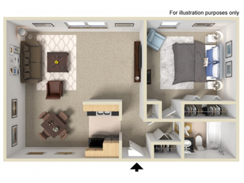 1 bedroom 1 bathroom A at Valley York Apartments, Parma Heights, Ohio